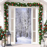 Aperturee - Winter Snowfield Forest White Christmas Door Cover